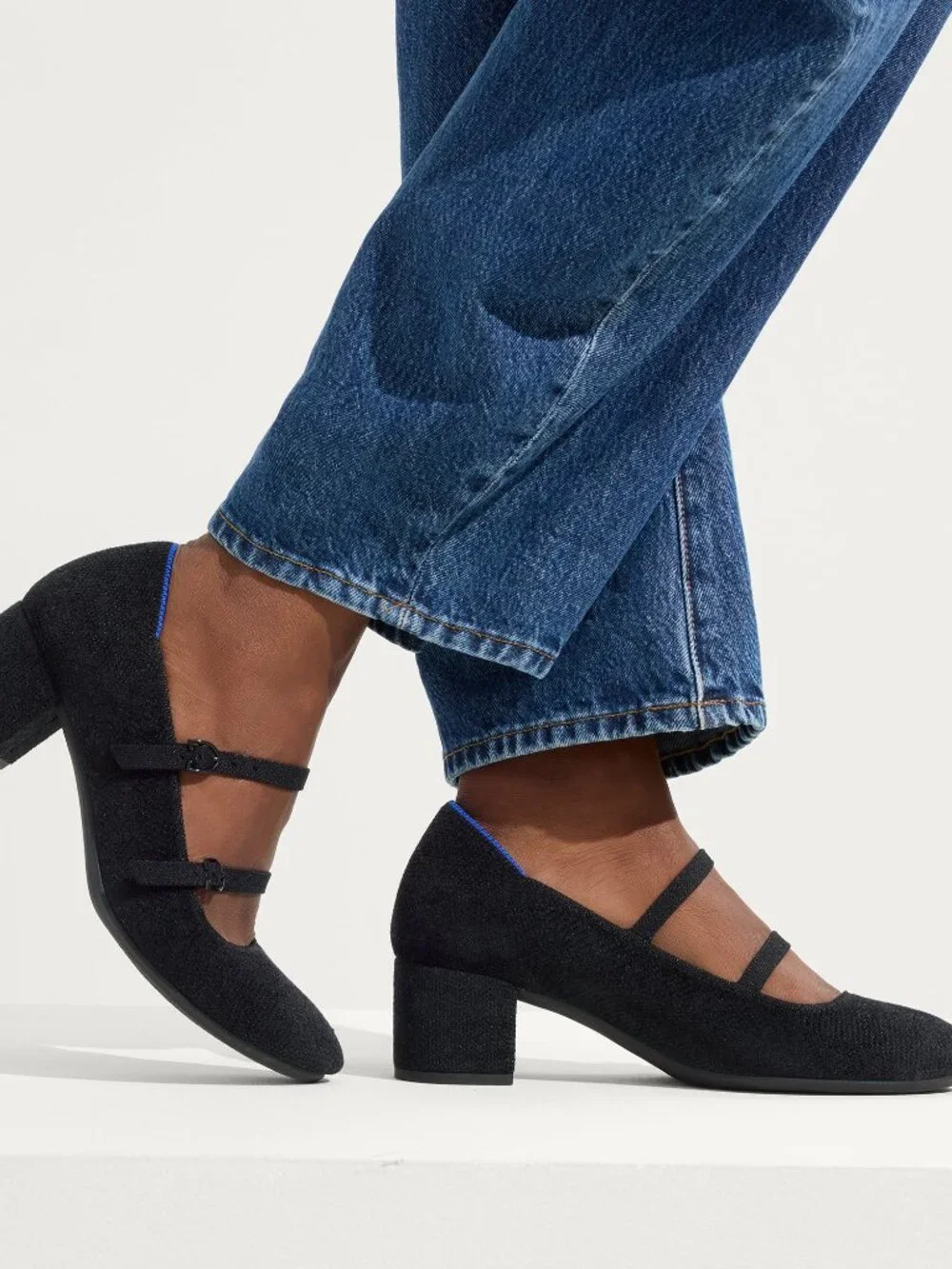 Rothy's The ReVelvet™ Double Buckle Mary Jane Heel - ReVelvet™ Black Size 9 - Picture 2 of 3